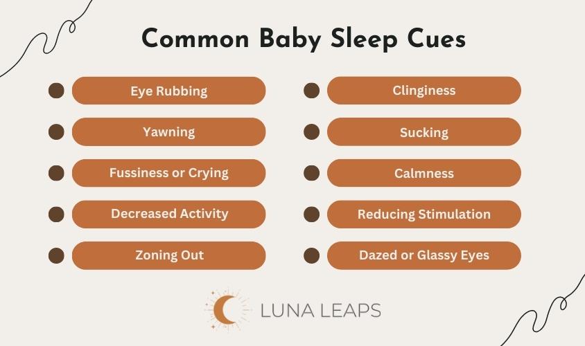 list of common baby sleep cues