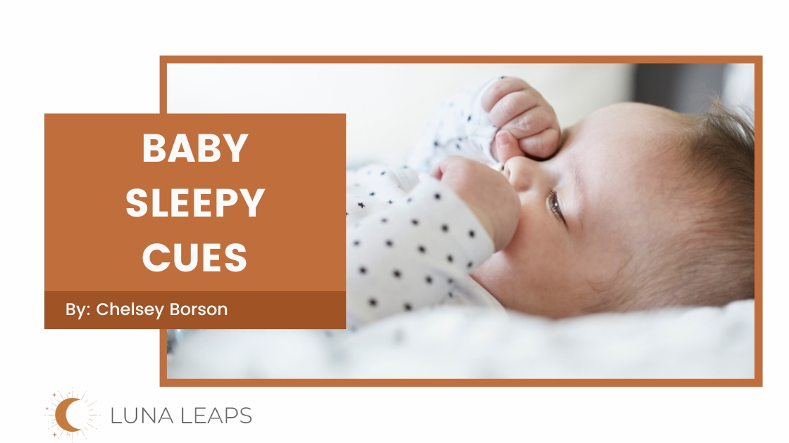 baby sleep cues blog banner with tired newborn